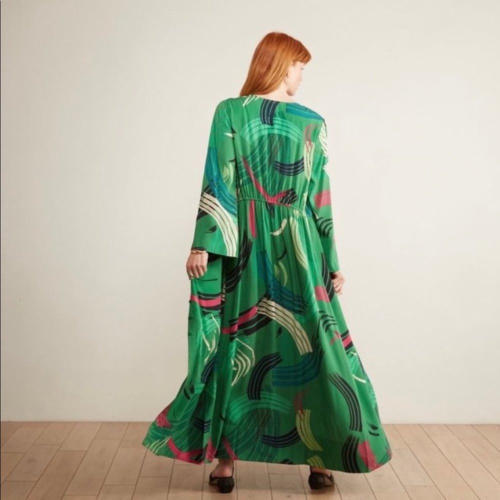 LIKE NEW Anthropologie The Odells Paloma Julia Paint-Swiped MaxI Dress(SP) - Picture 3 of 12